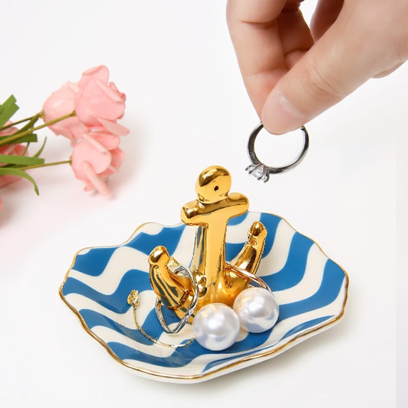 BESKIT Ring Holder with Boat Anchor Jewelry Organizer Trinket Tray Home Decor for Earrings Necklace Bracelet - Image 5